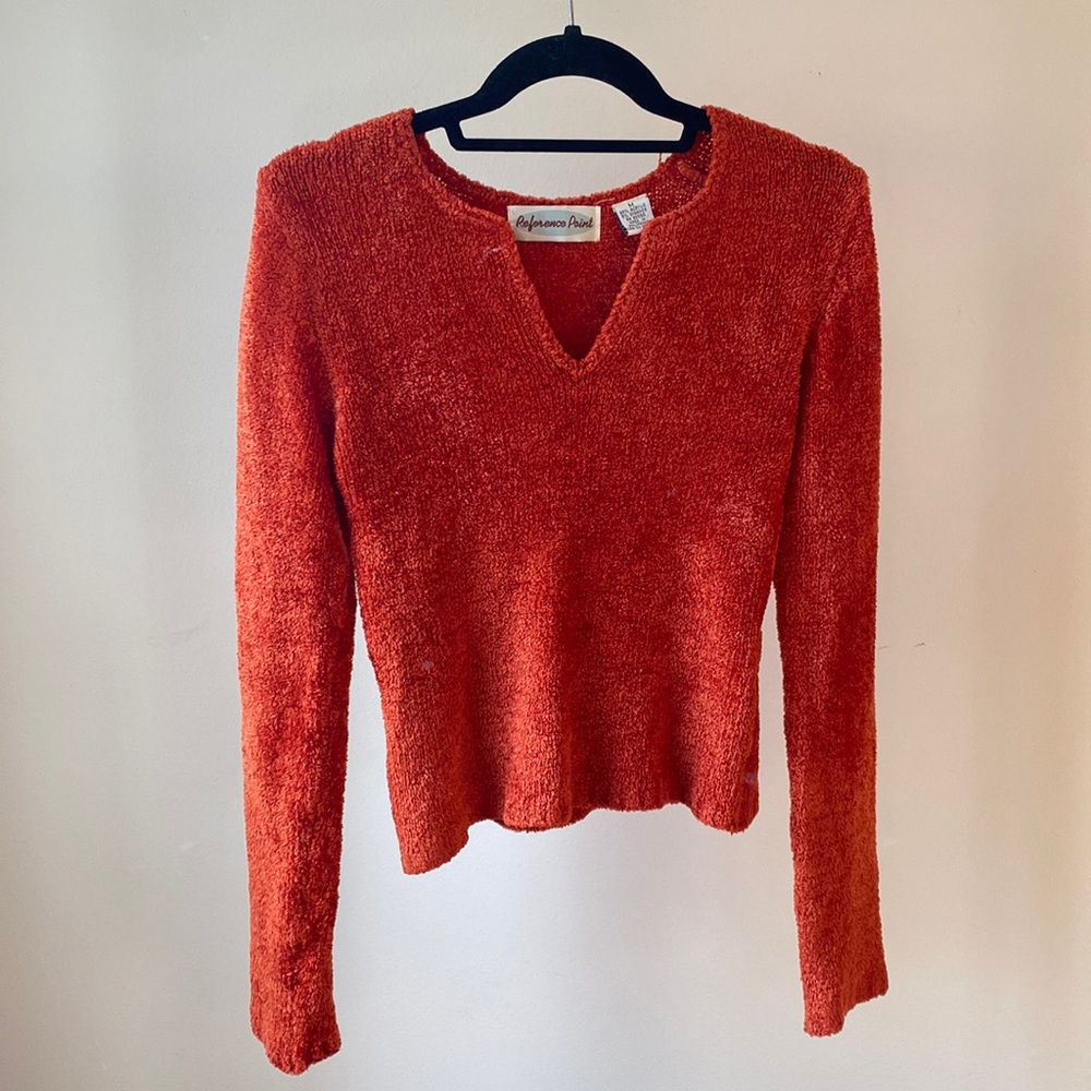 Vintage Cropped Long Sleeve Burnt Orange Top